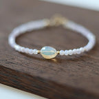 Purple Opal Bracelet Dainty Gemstone Beaded Bracelet Ethiopian Opal October Birthstone Minimalist Jewelry Healing Gift for Women
