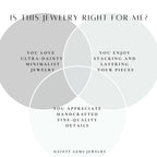 The image is a collage of three circles, each containing text and images related to jewelry. The text in the circles includes questions about whether the jewelry is suitable for the viewer, and the viewer&#39;s appreciation for handcrafted fine-quality details.