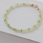 Dainty Peridot Bracelet Gemstone Beaded Bracelet Green Crystal Minimalist Jewelry Healing August Birthstone Birthday Gift for Wife Daughter