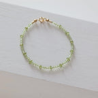 Dainty Peridot Bracelet Gemstone Beaded Bracelet Green Crystal Minimalist Jewelry Healing August Birthstone Birthday Gift for Wife Daughter
