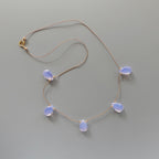 Dainty Lavender Quartz Silk Necklace Knotted Silk Beaded Choker Layering Necklace 17” Gift for Women Minimalist Jewelry Bridal Gift Idea Mom