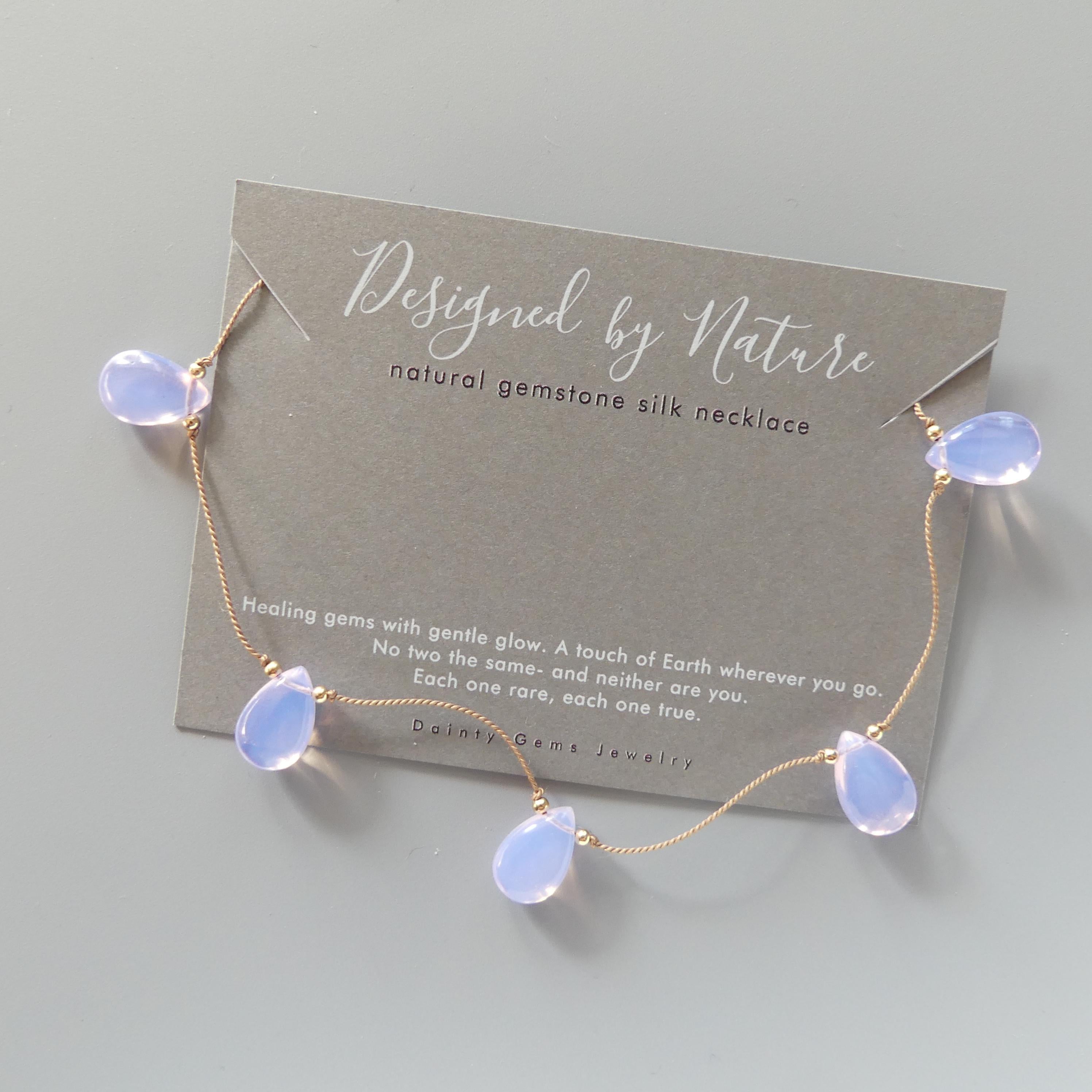 Dainty Lavender Quartz Silk Necklace Knotted Silk Beaded Choker Layering Necklace 17” Gift for Women Minimalist Jewelry Bridal Gift Idea Mom