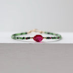 Ruby Zoisite Bracelet Dainty Ruby Beaded Bracelet Gold Filled Crystal Minimalist Jewelry Healing July Birthstone Birthday Gift for Women