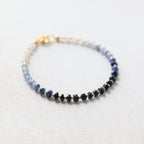 Natural Blue Sapphire Bracelet Dainty Gemstone Beaded Bracelet Crystal Minimalist Jewelry September Birthstone Gift for Women Wife Daughter