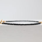 Tiny Black Spinel Bracelet Dainty Flower Charm Bracelet Daisy Silver Bracelet Gemstone Beaded Crystal Jewelry Minimalist Gift for Women