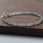 Dainty Labradorite Bracelet Gold Filled Gemstone Beaded Jewelry Minimalist Empath Protection Bracelet Healing Crystal Gift for Mom Wife