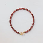 Dainty Garnet Bracelet Gemstone Beaded Bracelet Red Crystal Boho Chic Minimalist Jewelry January Birthstone Gift Birthday Mom Wife