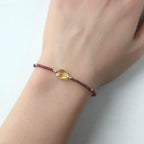 Tiny Rhodolite Bracelet Citrine Dainty Purple Garnet Gold Filled Jewelry Minimalist Stacking Bracelet Birthstone Gift Mom Wife Bridesmaid