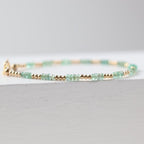 Tiny AAA Zambian Emerald Bracelet Dainty May Birthstone Gemstone Beaded Minimalist Bracelet Women Birthday Gift 20th Anniversary Wife Mom