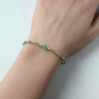 Tiny AAA Zambian Emerald Bracelet Dainty May Birthstone Gemstone Beaded Minimalist Bracelet Women Birthday Gift 20th Anniversary Wife Mom