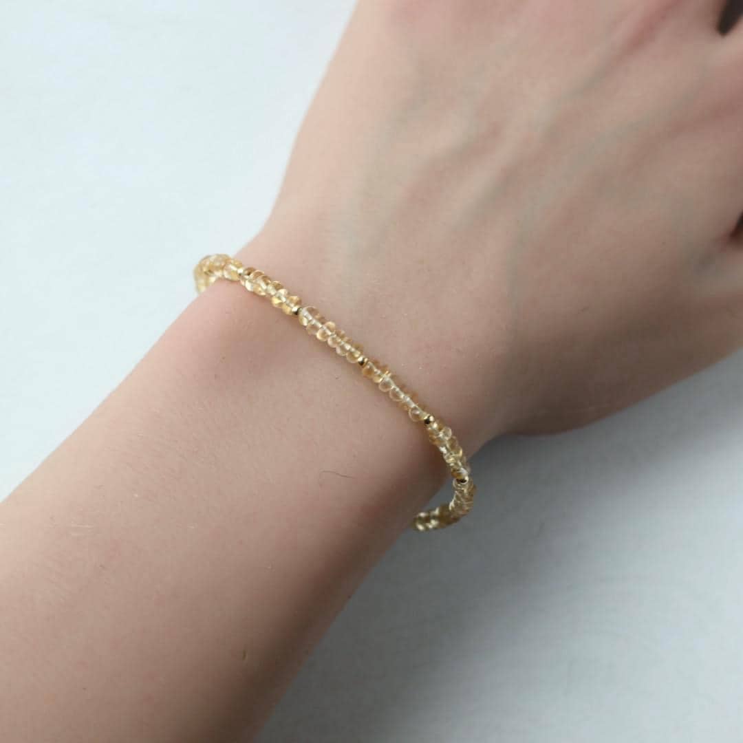 Dainty Citrine Bracelet Gold Filled Gemstone Beaded Bracelet Yellow Crystal Minimalist Jewelry November Birthstone Gift for Women Mom Wife