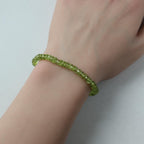 Natural Peridot Bracelet Stretch Simple Gold Filled Beaded Elastic Jewelry Everyday August Birthstone Birthday Gift Mom Grandma Wife