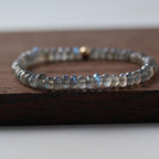 AAA Labradorite Bracelet Stretch Simple Gold Filled Beaded Elastic Jewelry Everyday August Birthstone Birthday Gift Mom Grandma Wife