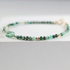 Emerald Bracelet Dainty Gemstone Beaded Jewelry Green Crystal Bracelet Minimalist May Birthstone Birthday Gift 20th Anniversary Wife Gift