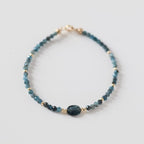 Teal Kyanite Bracelet Dainty Gold Filled Beaded Bracelet Minimalist Jewelry Everyday Thin Bracelet Birthday Gift for Women Bridesmaid Gift