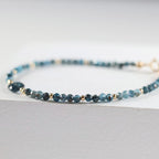 Teal Kyanite Bracelet Dainty Gold Filled Beaded Bracelet Minimalist Jewelry Everyday Thin Bracelet Birthday Gift for Women Bridesmaid Gift