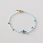 London Blue Topaz Bracelet Dainty Gemstone Beaded Jewelry Minimalist Gold Filled December Birthstone Gift Mom Wife Bridesmaid Gift Idea