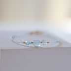 Dainty Sky Blue Topaz Bracelet Tiny Gemstone Beaded Jewelry Minimalist Gold Filled December Birthstone Gift Mom Wife Bridesmaid Gift Idea