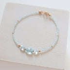 Dainty Sky Blue Topaz Bracelet Tiny Gemstone Beaded Jewelry Minimalist Gold Filled December Birthstone Gift Mom Wife Bridesmaid Gift Idea