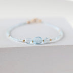 Dainty Sky Blue Topaz Bracelet Tiny Gemstone Beaded Jewelry Minimalist Gold Filled December Birthstone Gift Mom Wife Bridesmaid Gift Idea