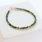 Green Tourmaline Bracelet Dainty Gemstone Beaded Bracelet Green Crystal Jewelry Minimalist Gold Filled October Birthstone Gift for Women