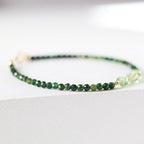 Green Tourmaline Bracelet Dainty Gemstone Beaded Bracelet Green Crystal Jewelry Minimalist Gold Filled October Birthstone Gift for Women