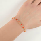 Italian Coral Bracelet Dainty Red Coral Jewelry Minimalist Gold Filled Beads Bracelet October Birthstone 35th anniversary gift bridesmaid
