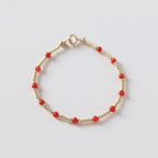 Italian Coral Bracelet Dainty Red Coral Jewelry Minimalist Gold Filled Beads Bracelet October Birthstone 35th anniversary gift bridesmaid
