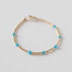 Sleeping Beauty Turquoise Bracelet Dainty Gold Filled Beads December Birthstone Minimalist Jewelry Silver Bracelet Birthday Gift Bride Wife