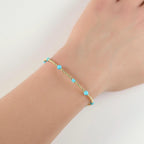 Sleeping Beauty Turquoise Bracelet Dainty Gold Filled Beads December Birthstone Minimalist Jewelry Silver Bracelet Birthday Gift Bride Wife