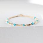 Sleeping Beauty Turquoise Bracelet Dainty Gold Filled Beads December Birthstone Minimalist Jewelry Silver Bracelet Birthday Gift Bride Wife
