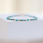Sleeping Beauty Turquoise Bracelet Dainty Gold Filled Beads December Birthstone Minimalist Jewelry Silver Bracelet Birthday Gift Bride Wife