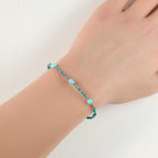 Sleeping Beauty Turquoise Bracelet Dainty Gold Filled Beads December Birthstone Minimalist Jewelry Silver Bracelet Birthday Gift Bride Wife