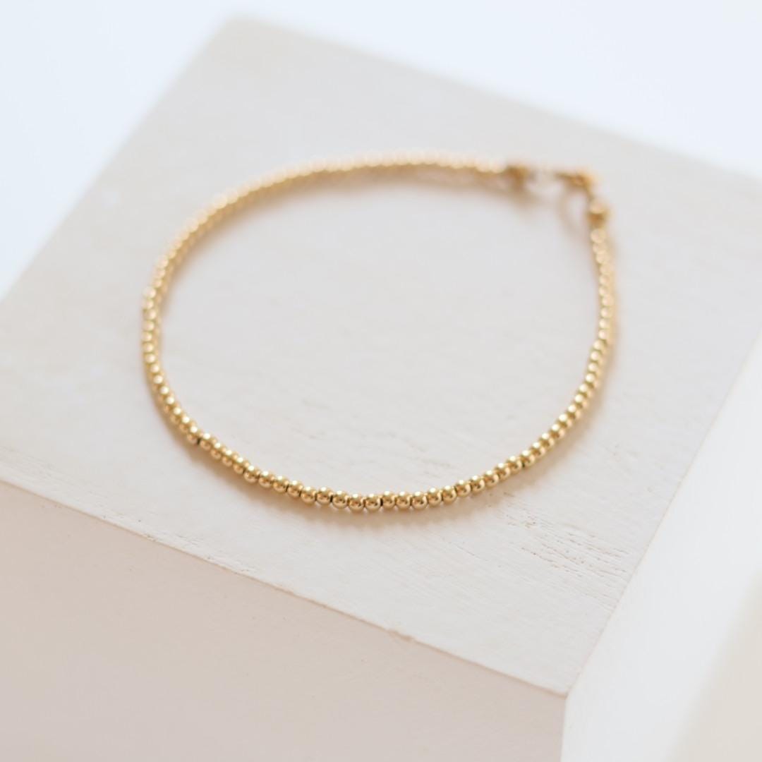 Dainty Gold Filled Beads Bracelet 2mm Minimalist Jewelry Everyday Tiny Bead Bracelet Simple Birthday Gift for Women Bridesmaids Gift Idea