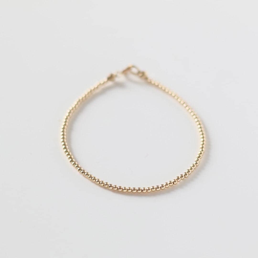 Dainty Gold Filled Beads Bracelet 2mm Minimalist Jewelry Everyday Tiny Bead Bracelet Simple Birthday Gift for Women Bridesmaids Gift Idea