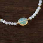 Purple Opal Bracelet Dainty Gemstone Beaded Bracelet Ethiopian Opal October Birthstone Minimalist Jewelry Healing Gift for Women