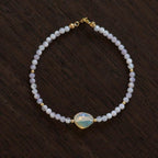 Purple Opal Bracelet Dainty Gemstone Beaded Bracelet Ethiopian Opal October Birthstone Minimalist Jewelry Healing Gift for Women