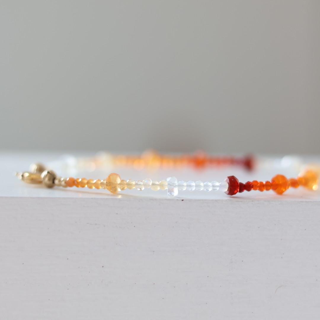 Mexican Fire Opal Bracelet Dainty Gemstone Beaded Bracelet Real Opal October Birthstone Minimalist Jewelry Healing Gift for Women
