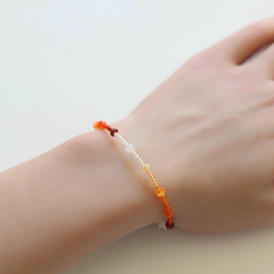 Mexican Fire Opal Bracelet Dainty Gemstone Beaded Bracelet Real Opal October Birthstone Minimalist Jewelry Healing Gift for Women