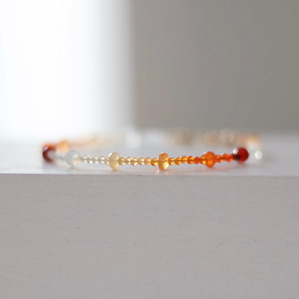 Mexican Fire Opal Bracelet Dainty Gemstone Beaded Bracelet Real Opal October Birthstone Minimalist Jewelry Healing Gift for Women