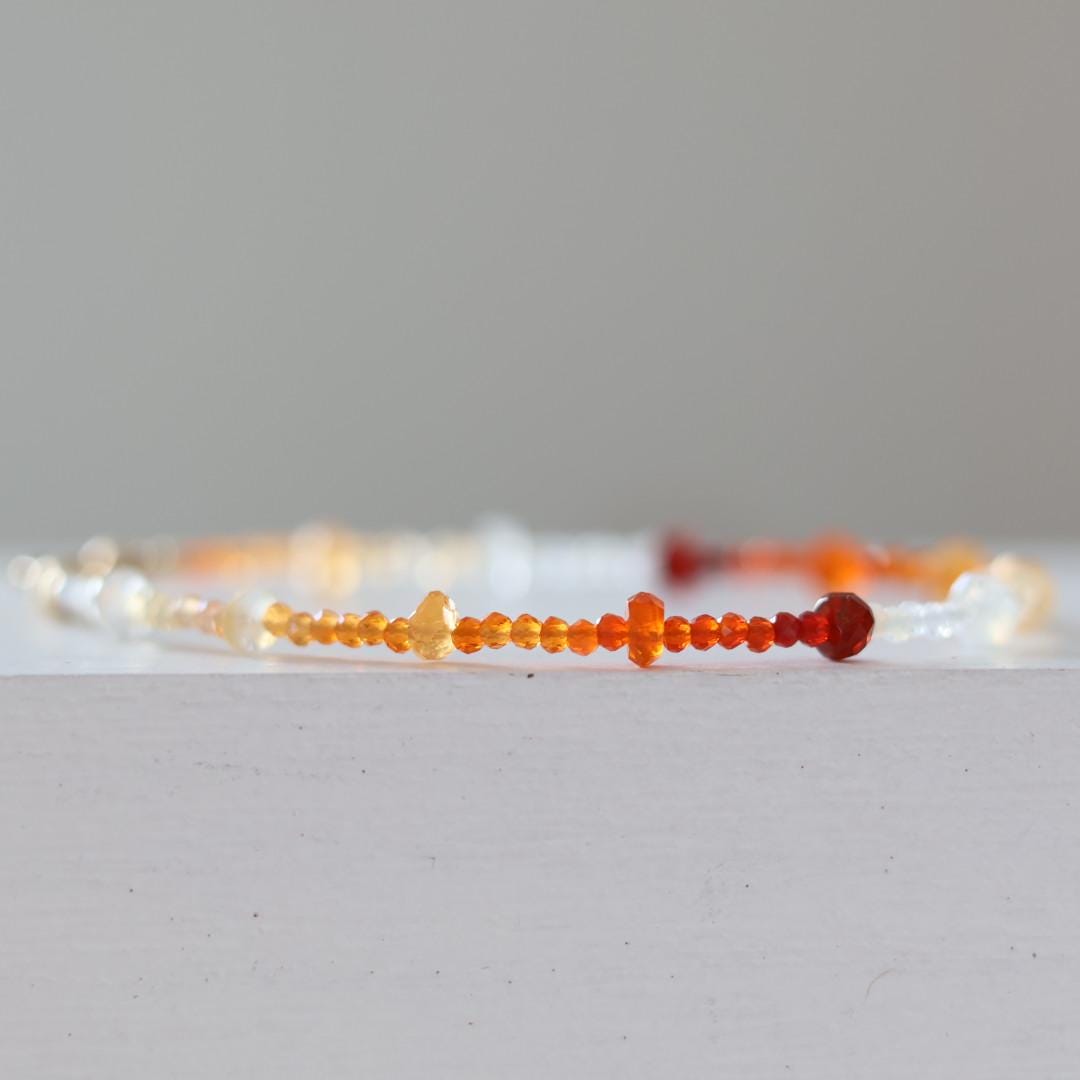 Mexican Fire Opal Bracelet Dainty Gemstone Beaded Bracelet Real Opal October Birthstone Minimalist Jewelry Healing Gift for Women