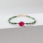 Ruby Zoisite Bracelet Dainty Ruby Beaded Bracelet Gold Filled Crystal Minimalist Jewelry Healing July Birthstone Birthday Gift for Women