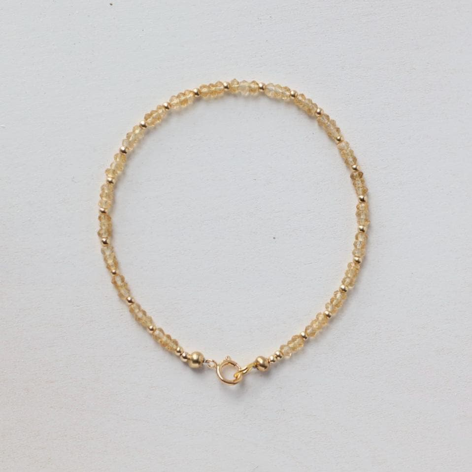 Tiny Citrine Bracelet Dainty Gemstone Beaded Bracelet Yellow Crystal Minimalist Jewelry November Birthstone Gift for Women Mom Wife Daughter