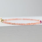 Tiny Pink Opal Bracelet Dainty Ruby Gemstone Beaded Bracelet October Birthstone Minimalist Trendy Bracelet Crystal Birthday Gift for Women