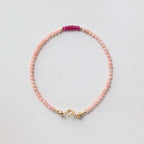 Tiny Pink Opal Bracelet Dainty Ruby Gemstone Beaded Bracelet October Birthstone Minimalist Trendy Bracelet Crystal Birthday Gift for Women