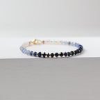 Natural Blue Sapphire Bracelet Dainty Gemstone Beaded Bracelet Crystal Minimalist Jewelry September Birthstone Gift for Women Wife Daughter