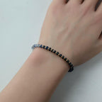 Natural Blue Sapphire Bracelet Dainty Gemstone Beaded Bracelet Crystal Minimalist Jewelry September Birthstone Gift for Women Wife Daughter