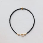 Tiny Black Spinel Bracelet Dainty Flower Charm Bracelet Daisy Silver Bracelet Gemstone Beaded Crystal Jewelry Minimalist Gift for Women