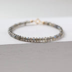 Dainty Labradorite Bracelet Gold Filled Gemstone Beaded Jewelry Minimalist Empath Protection Bracelet Healing Crystal Gift for Mom Wife