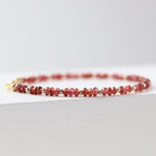Dainty Garnet Bracelet Gemstone Beaded Bracelet Red Crystal Boho Chic Minimalist Jewelry January Birthstone Gift Birthday Mom Wife